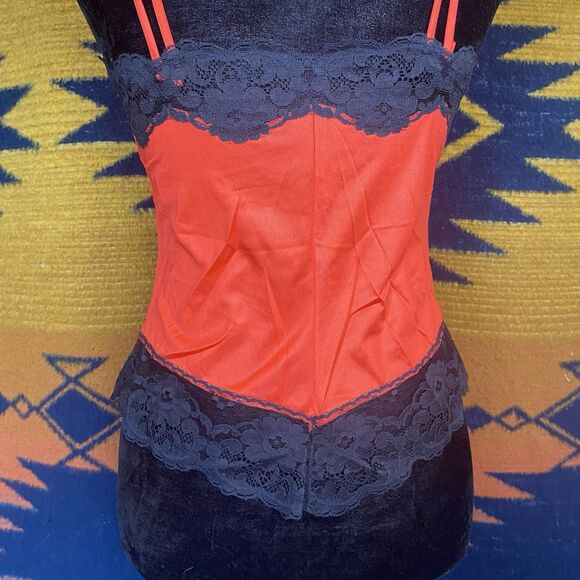 Vintage Formfit Rogers Red/Black Nylon Lace Camisole Lingerie Top. 34/S. USA. - Picture 10 of 12